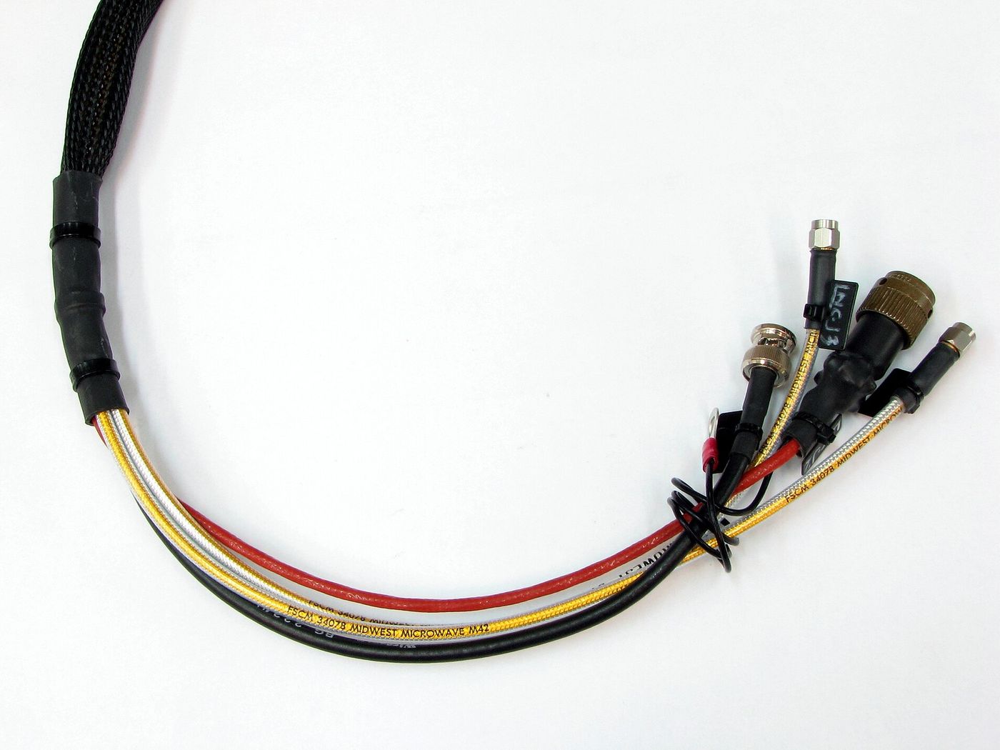 Cable harness with multiple branches and connectors